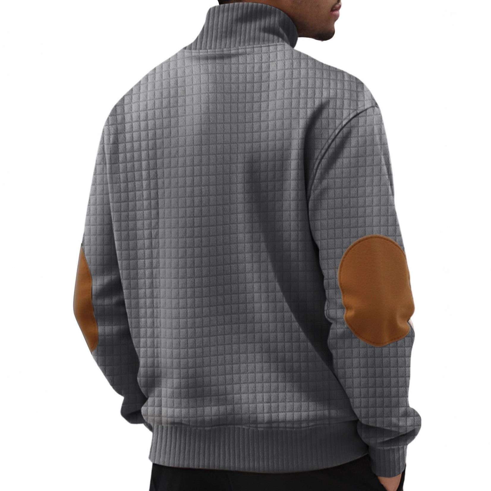 Casual Sports Men's Jacquard Small Plaid Stand Collar Long-sleeved Sweater