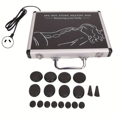 18pcs Heated Basalt Massage Stones with Warmer Box(Black)-2
