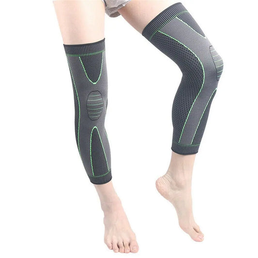 2Pcs Full Length Knee Support Compression Sleeve XL Green-0