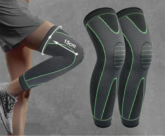 2Pcs Full Length Knee Support Compression Sleeve XL Green-1