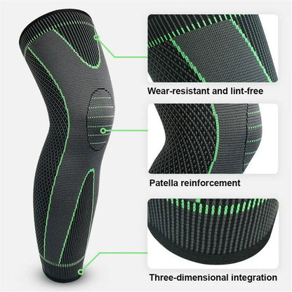 2Pcs Full Length Knee Support Compression Sleeve XL Green-3