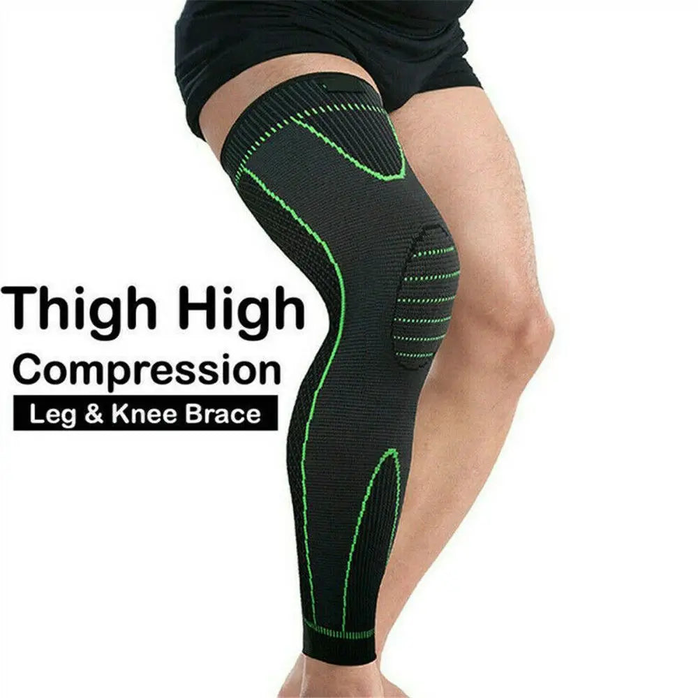 2Pcs Full Length Knee Support Compression Sleeve XL Green-2