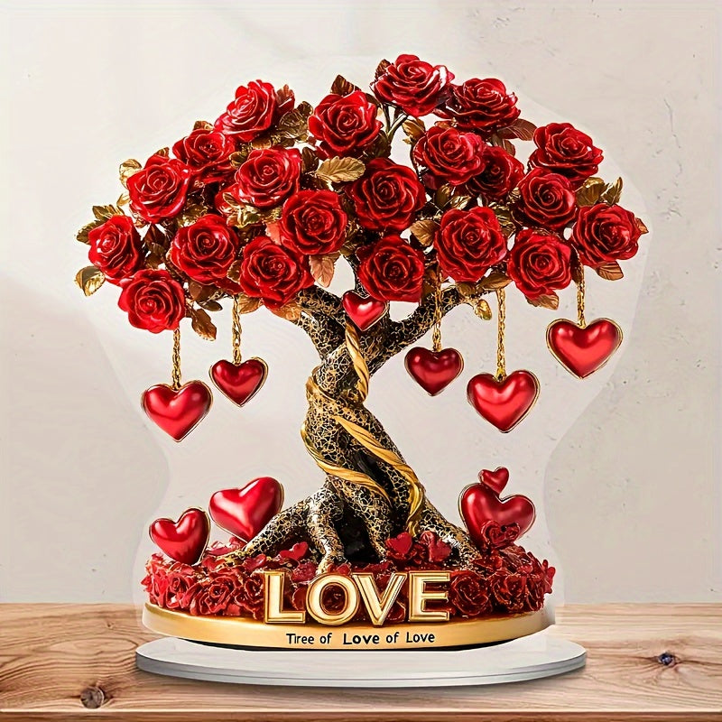 2D Crystal Heart "Tree of Love" Acrylic Decor-1