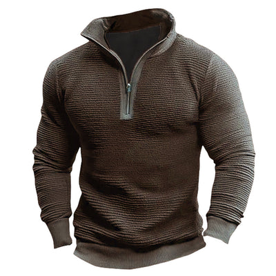 Men's Coat Contrast Color Zipper Casual Sweatshirt