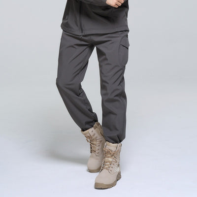Outdoor Men's Fleece Soft Shell Pants Breathable And Windproof Wear-resistant