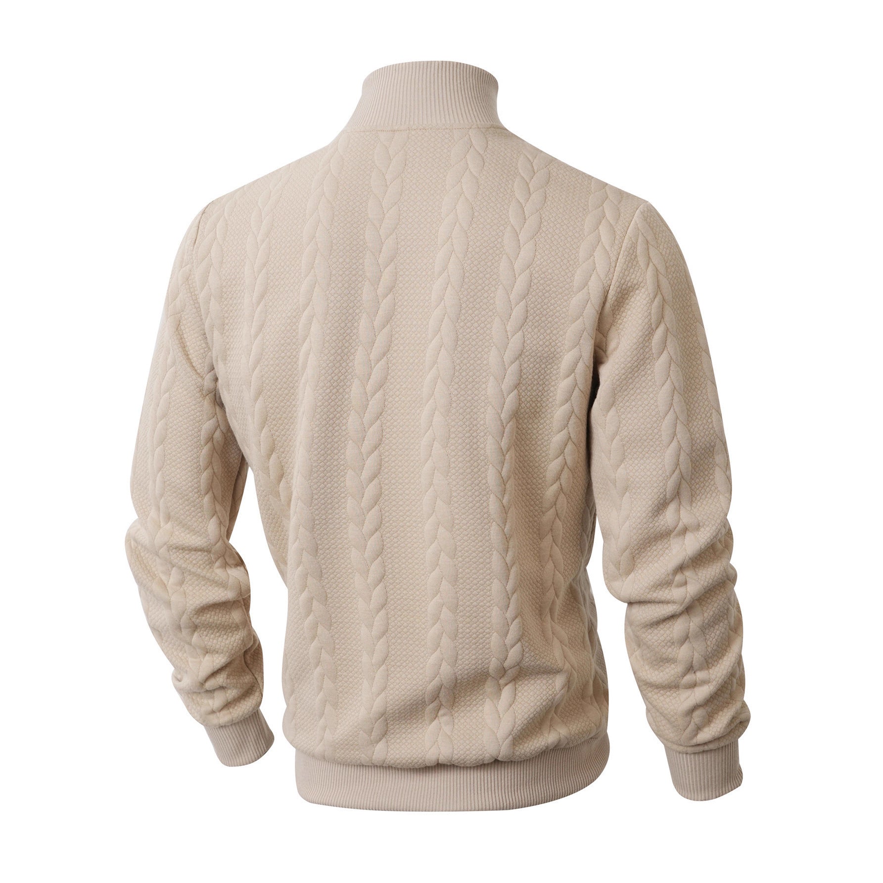 Knitted Solid Color Men's Fashion Jacquard High Collar Warm Sweater
