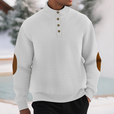 Casual Sports Men's Jacquard Small Plaid Stand Collar Long-sleeved Sweater