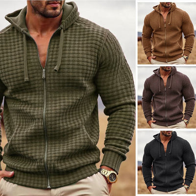 Men's Coat Contrast Color Zipper Casual Sweatshirt