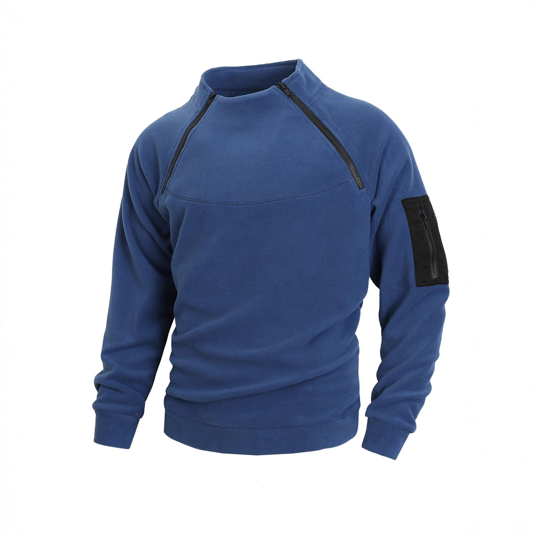 Stand Collar Long Sleeve Pullover Leisure Coral Fleece Coat Men