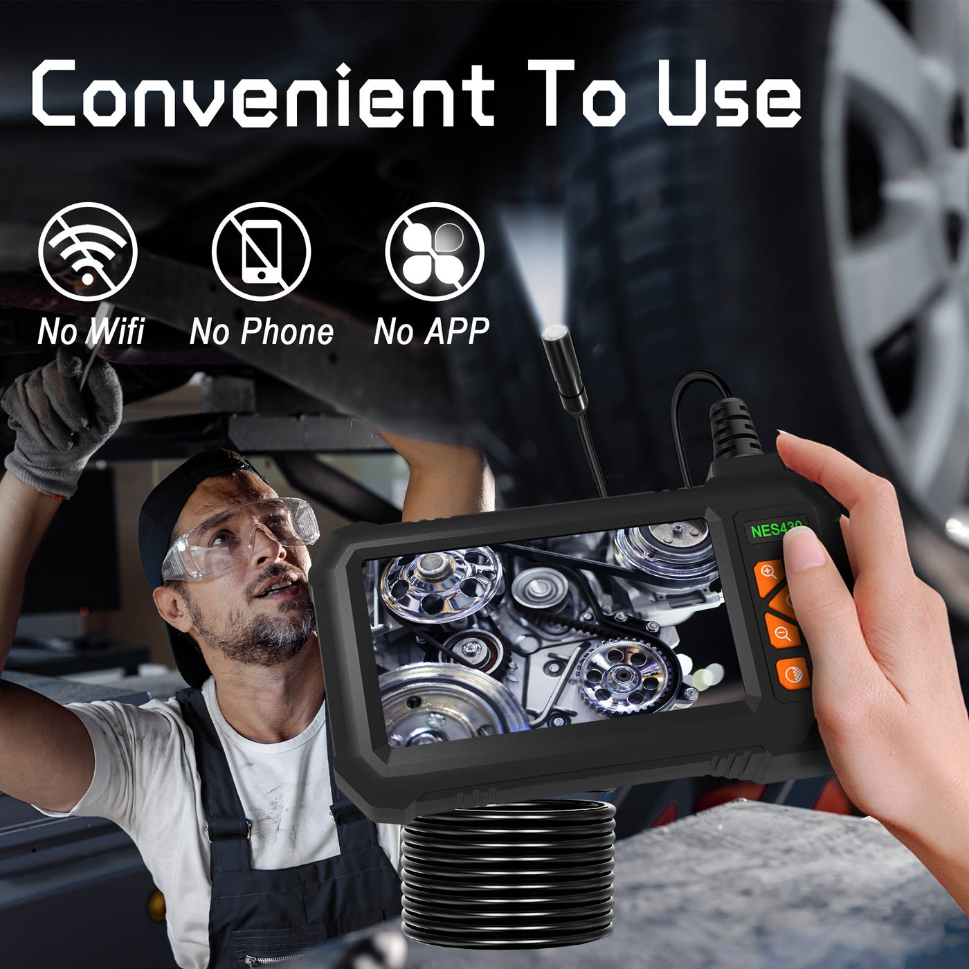 Borescope Camera with Light & Screen (1080P HD)-4