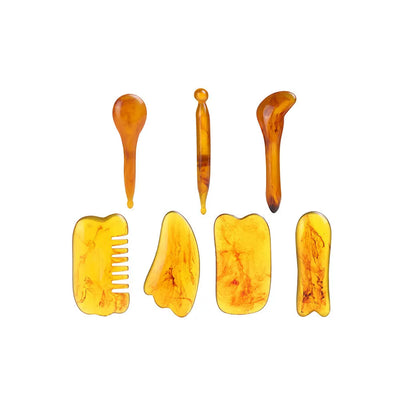 7-Piece Gua Sha Massage Tool Set Amber Scraping Boards-0