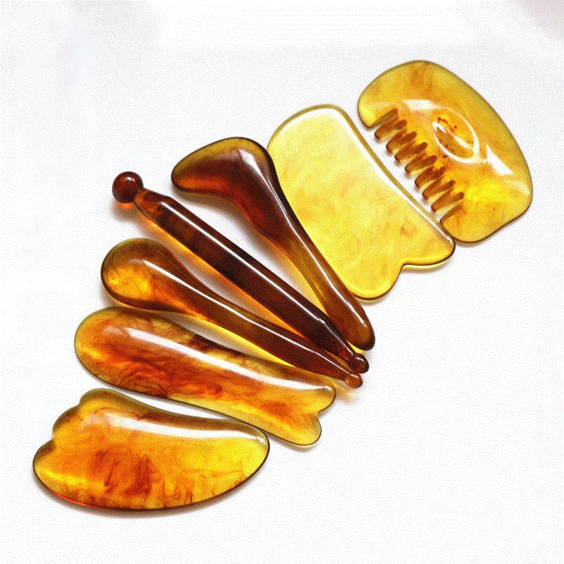 7-Piece Gua Sha Massage Tool Set Amber Scraping Boards-2