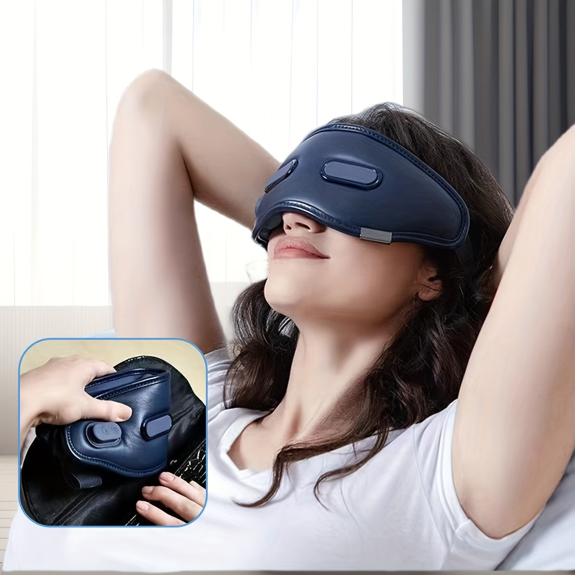 12-Point Eye Massager with Hot Compress & Visual Window(Blue)-3