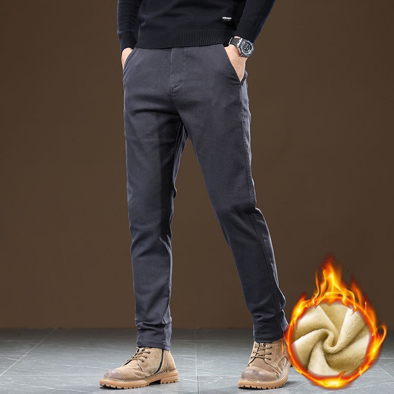 Men's Fleece-lined Slim Fit Tapered Casual Pants