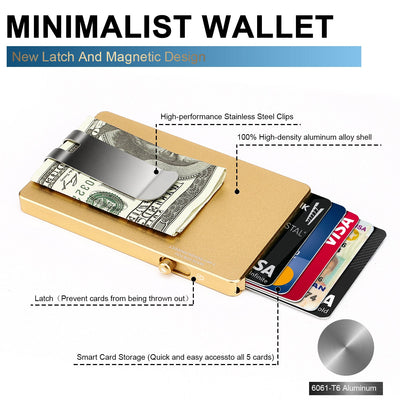 Minimalist Pop up Wallet with Money Clip, All Aluminum Slide Rfid Slim Card Holder-8