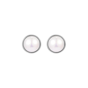 Half Dome Rhodium Pearl Silver Earrings-0