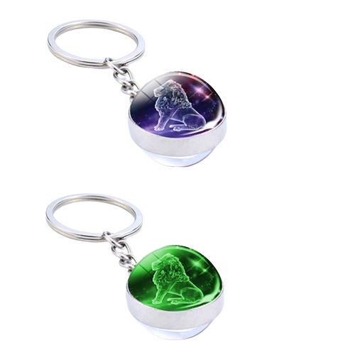 1pc Constellation Luminous Keychain Glass Ball Pendant Zodiac Keychain Glow In The Dark Key Chain Holder-0