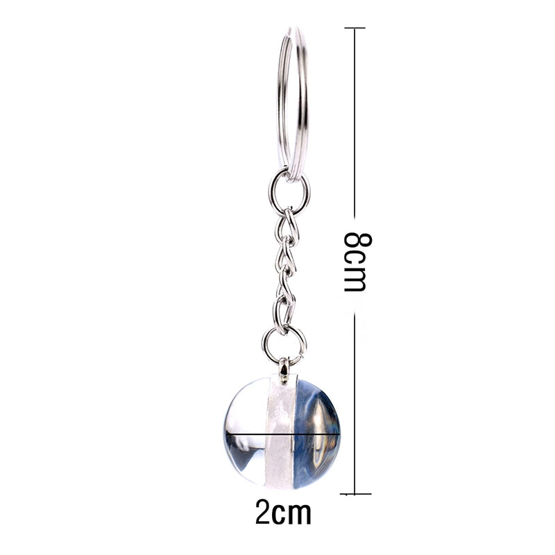 1pc Constellation Luminous Keychain Glass Ball Pendant Zodiac Keychain Glow In The Dark Key Chain Holder-4