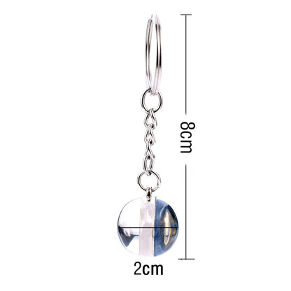 1pc Constellation Luminous Keychain Glass Ball Pendant Zodiac Keychain Glow In The Dark Key Chain Holder-4