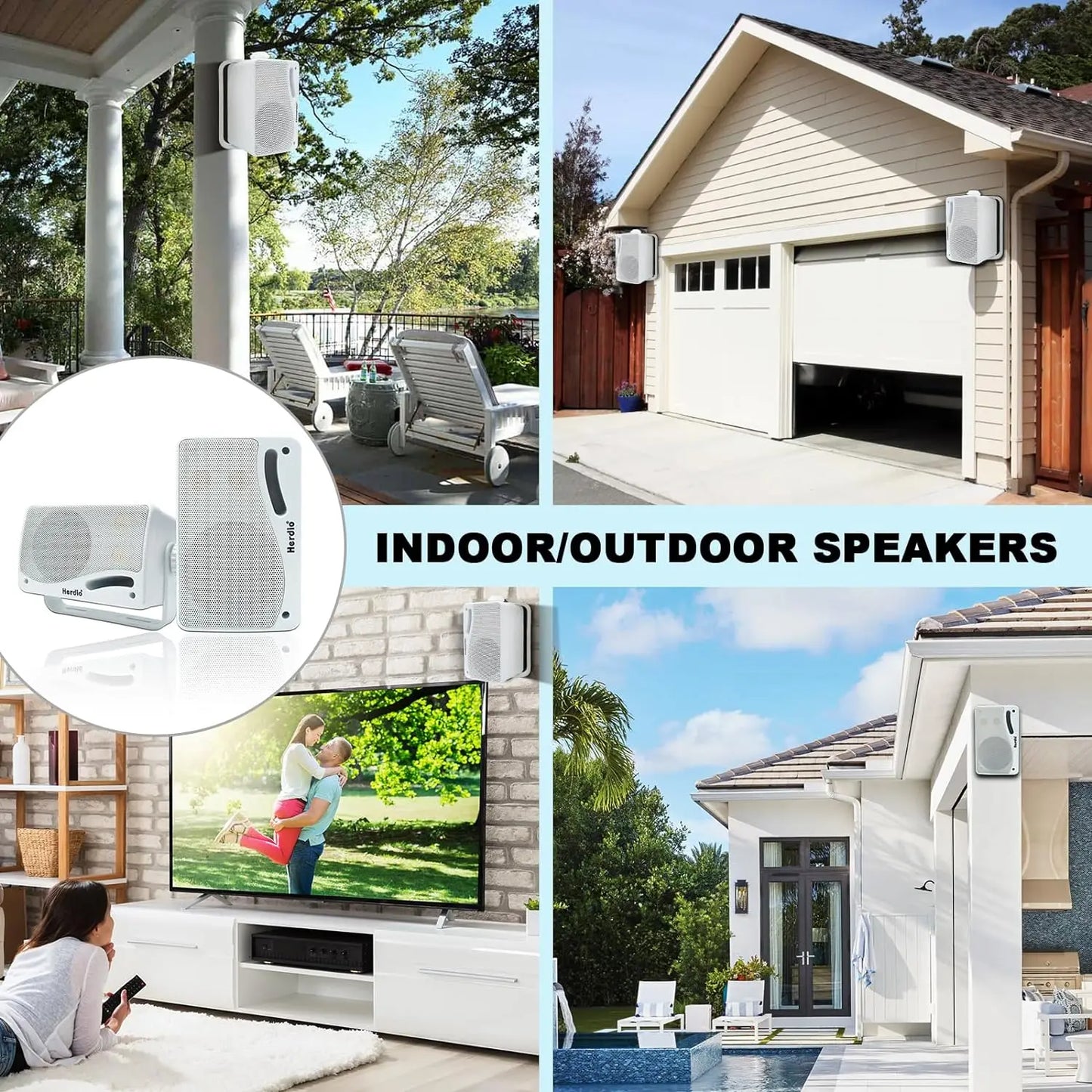 200W Passive Outdoor Speakers Waterproof Marine (White)-2