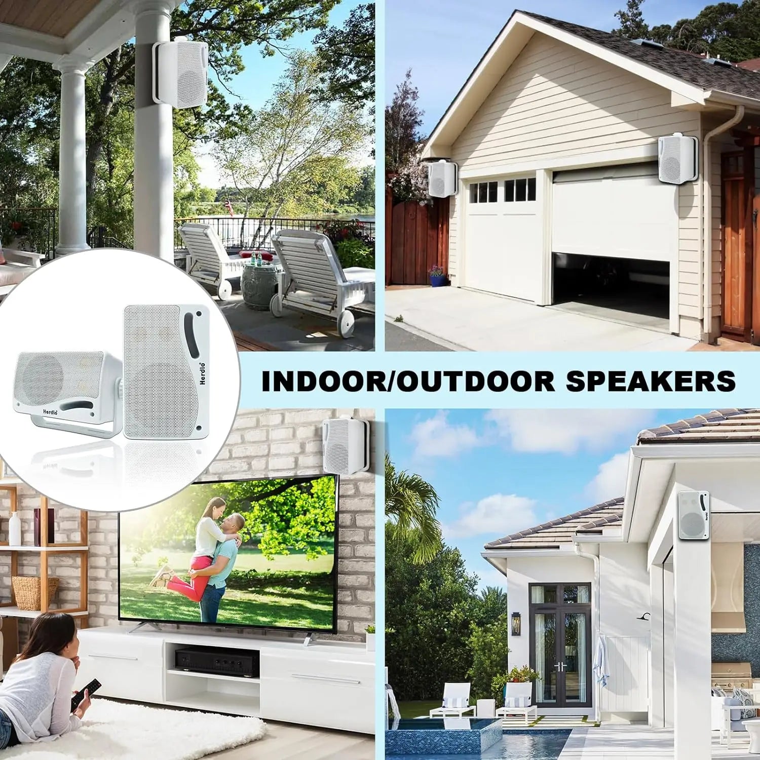 200W Passive Outdoor Speakers Waterproof Marine (White)-2
