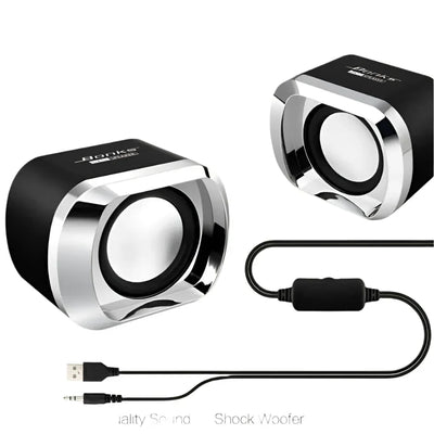 Portable Bass Computer Speakers with Subwoofer (Black)-1