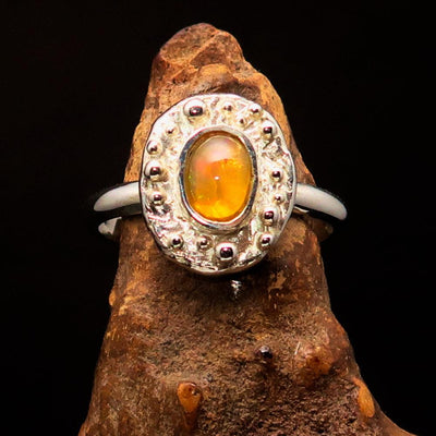 Opal Ring, Gemstone Ring, Sterling Silver Ring, Solitaire Ring, oval shaped Opal - unique design, handmade silver ring - Size 10.5-1