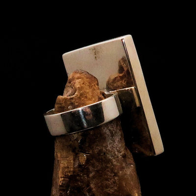 Pink Agate Ring, Sterling Silver Ring, Handmade Silver Ring, Unique Silver Ring, Rectangle shaped Cabochon, Agate Ring - Size 8.5-2