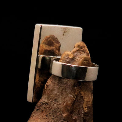 Pink Agate Ring, Sterling Silver Ring, Handmade Silver Ring, Unique Silver Ring, Rectangle shaped Cabochon, Agate Ring - Size 8.5-3