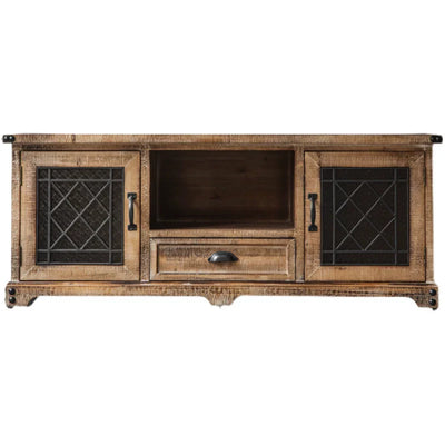 Retro Solid Wood TV Cabinet with Storage-0