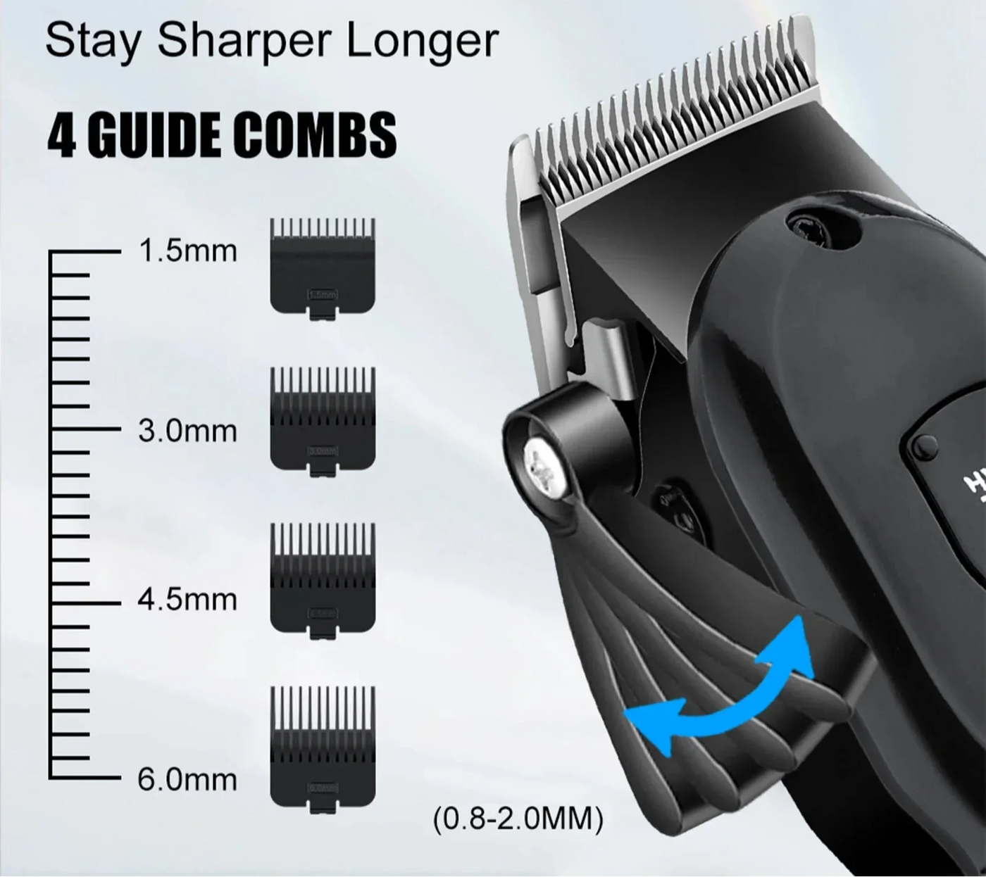 Professional Cordless Hair Clipper Set Wet & Dry Grooming Kit Black-3