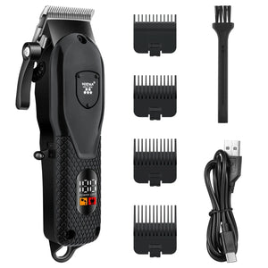Professional Cordless Hair Clipper Set Wet & Dry Grooming Kit Black-0