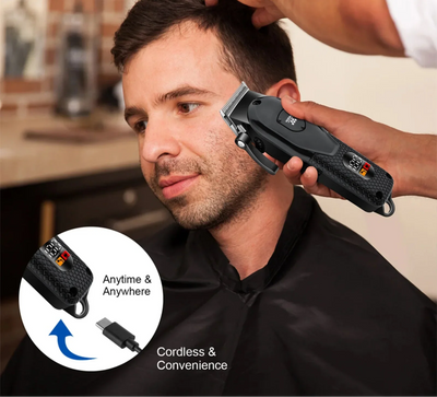 Professional Cordless Hair Clipper Set Wet & Dry Grooming Kit Black-2
