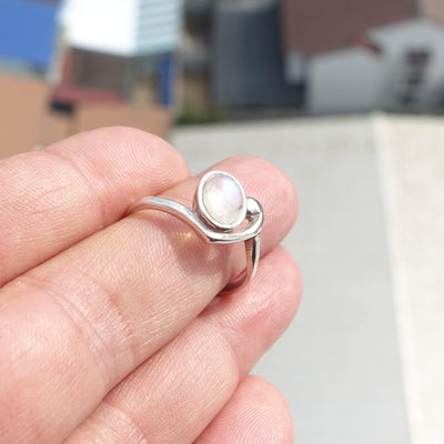 Moonstone Silver Ring, Moonstone Ring, Sterling Silver Ring, oval shaped Moonstone, handmade silver ring - Size 9.5-2