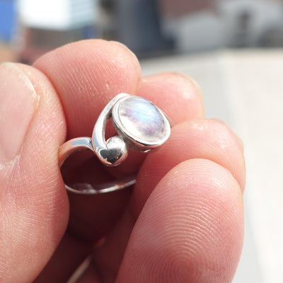 Moonstone Silver Ring, Moonstone Ring, Sterling Silver Ring, oval shaped Moonstone, handmade silver ring - Size 9.5-0