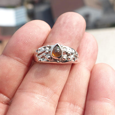 Natural Opal Ring, Minimalist Ring, Sterling Silver Ring, Solitaire Ring, pear shaped Opal, Minimalist Design, Opal silver ring, Size 9-2