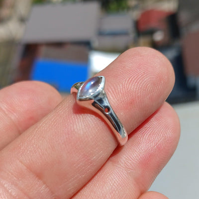 Handmade Moonstone Ring, Moonstone Silver Ring, Marquise Moonstone Ring, Sterling Silver Ring, Marquise Moonstone, Minimalist Ring -Size 6.5-0