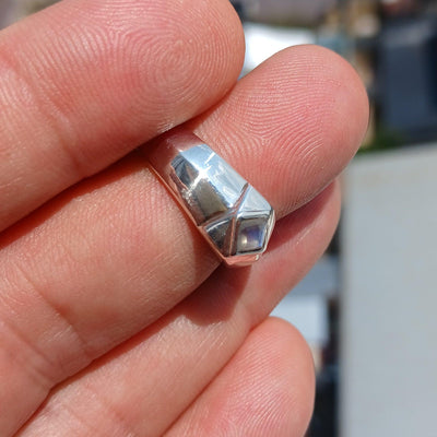 Handmade Moonstone Ring, Moonstone Silver Ring, Square Moonstone Ring, Sterling Silver Ring, Princess cut Moonstone, Minimalist Ring -Size 7-2