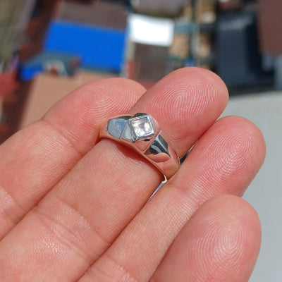 Handmade Moonstone Ring, Moonstone Silver Ring, Square Moonstone Ring, Sterling Silver Ring, Princess cut Moonstone, Minimalist Ring -Size 7-4