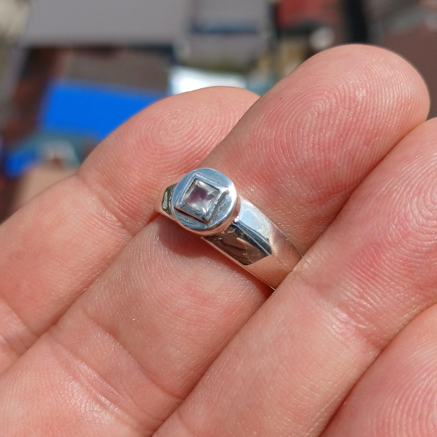 Handmade Moonstone Ring, Moonstone Silver Ring, Princess cut Moonstone Ring, Sterling Silver Ring, Square Moonstone, Minimalist Ring -Size 7-2