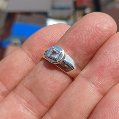 Handmade Moonstone Ring, Moonstone Silver Ring, Princess cut Moonstone Ring, Sterling Silver Ring, Square Moonstone, Minimalist Ring -Size 7-2