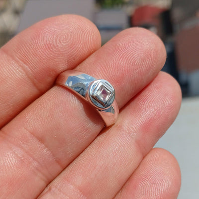 Handmade Moonstone Ring, Moonstone Silver Ring, Princess cut Moonstone Ring, Sterling Silver Ring, Square Moonstone, Minimalist Ring -Size 7-3