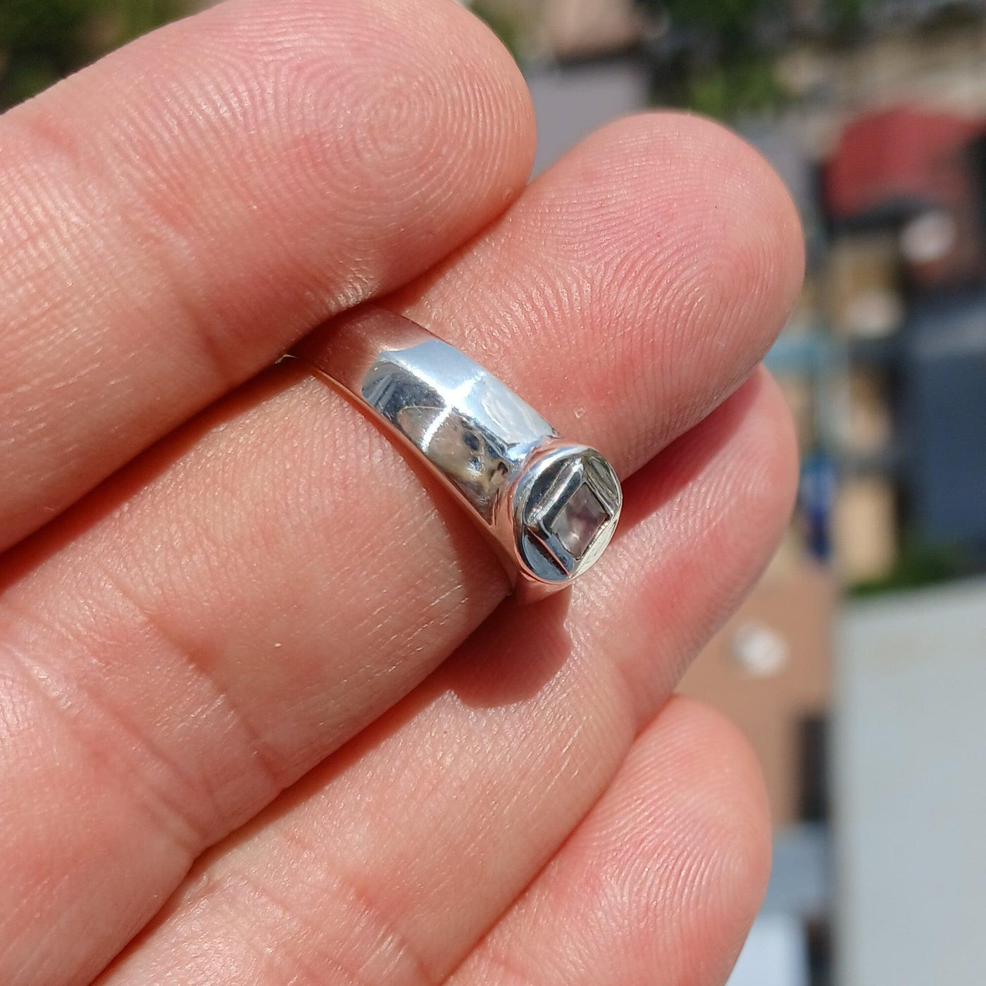 Handmade Moonstone Ring, Moonstone Silver Ring, Princess cut Moonstone Ring, Sterling Silver Ring, Square Moonstone, Minimalist Ring -Size 7-4