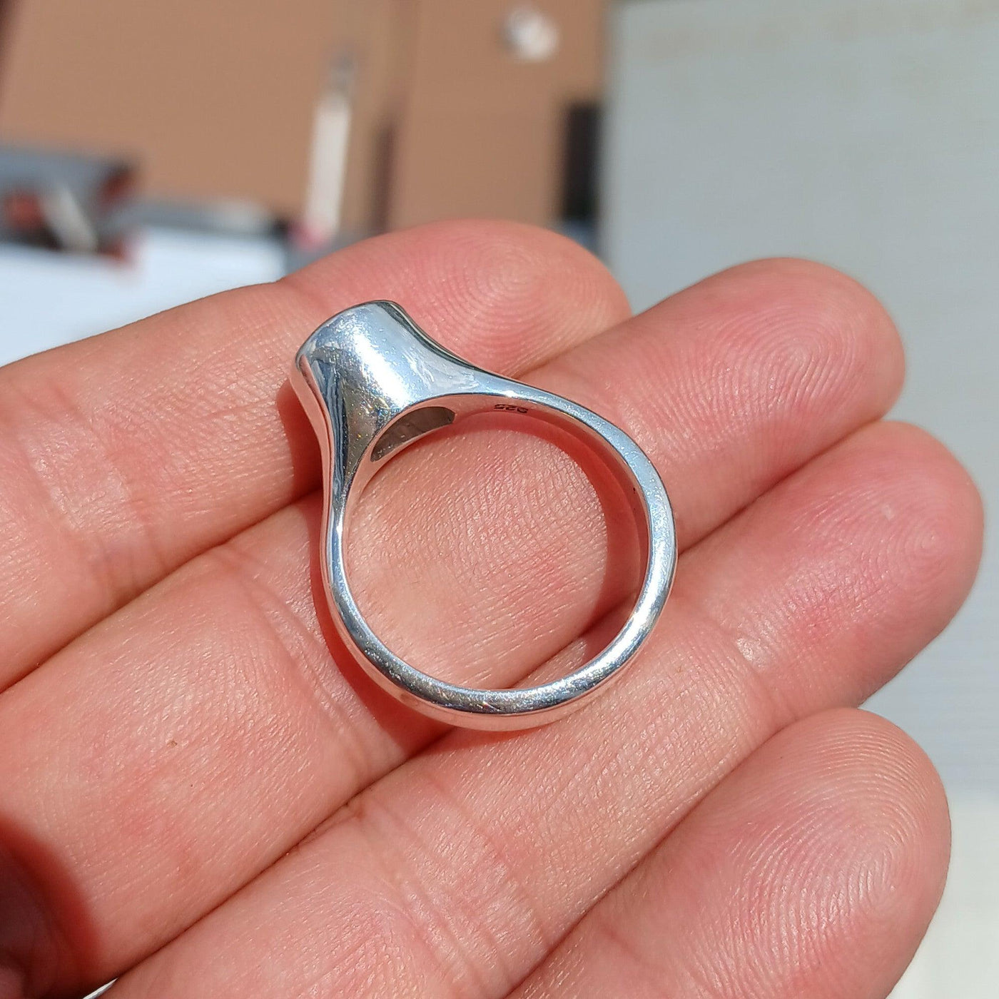 Handmade Moonstone Ring, Moonstone Silver Ring, Pear cut Moonstone Ring, Sterling Silver Ring, Pear Moonstone, Minimalist Ring -Size 9-2