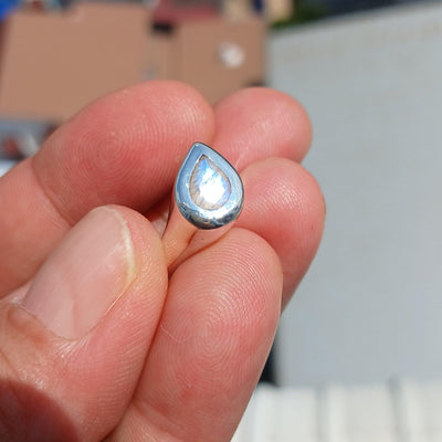 Handmade Moonstone Ring, Moonstone Silver Ring, Pear cut Moonstone Ring, Sterling Silver Ring, Pear Moonstone, Minimalist Ring -Size 9-4