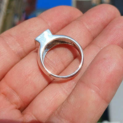 Minimalist Moonstone Ring, Moonstone Silver Ring, Princess cut Moonstone Ring, Sterling Silver Ring, Square Moonstone, Minimalist Ring -Size 7.5-4