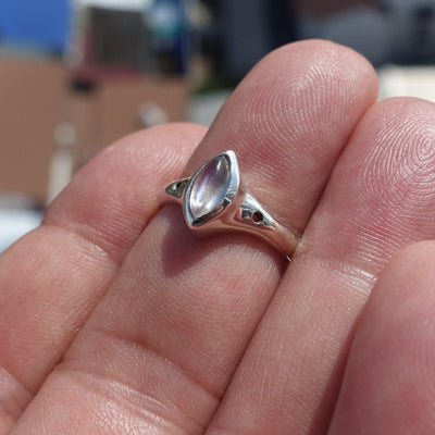 Minimalist Moonstone Ring, Moonstone Silver Ring, Marquise Moonstone Ring, Sterling Silver Ring, Marquise Moonstone, Minimalist Ring -Size 6.5-1