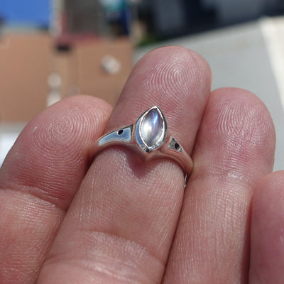 Minimalist Moonstone Ring, Moonstone Silver Ring, Marquise Moonstone Ring, Sterling Silver Ring, Marquise Moonstone, Minimalist Ring -Size 6.5-2
