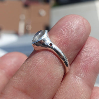 Minimalist Moonstone Ring, Moonstone Silver Ring, Marquise Moonstone Ring, Sterling Silver Ring, Marquise Moonstone, Minimalist Ring -Size 6.5-4