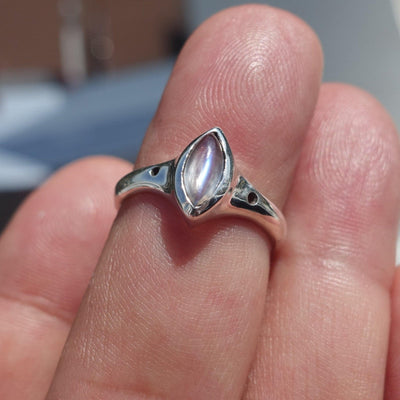 Minimalist Moonstone Ring, Moonstone Silver Ring, Marquise Moonstone Ring, Sterling Silver Ring, Marquise Moonstone, Minimalist Ring -Size 6.5-0